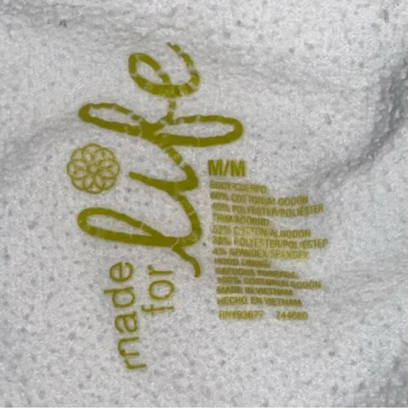 Women’s Made for Life zip up hoodie size medium white/bright pink/striped - Picture 2 of 4